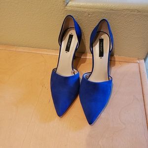 Zara  Basic Heels Collection Blue Suede